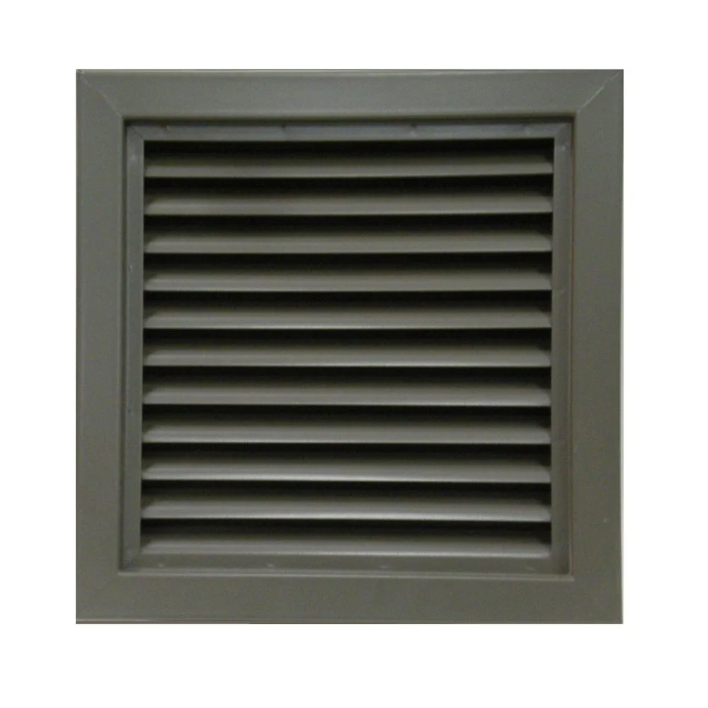 900 series door louver in gray, with horizontal Z blades inside a flat face frame