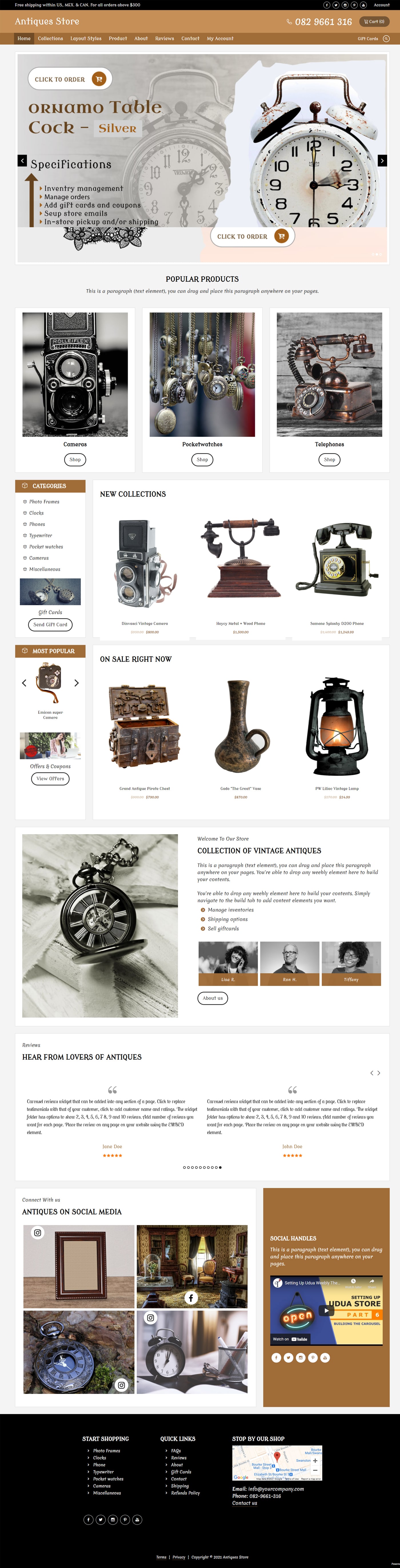 Antiques store template for Weebly e-commerce websites