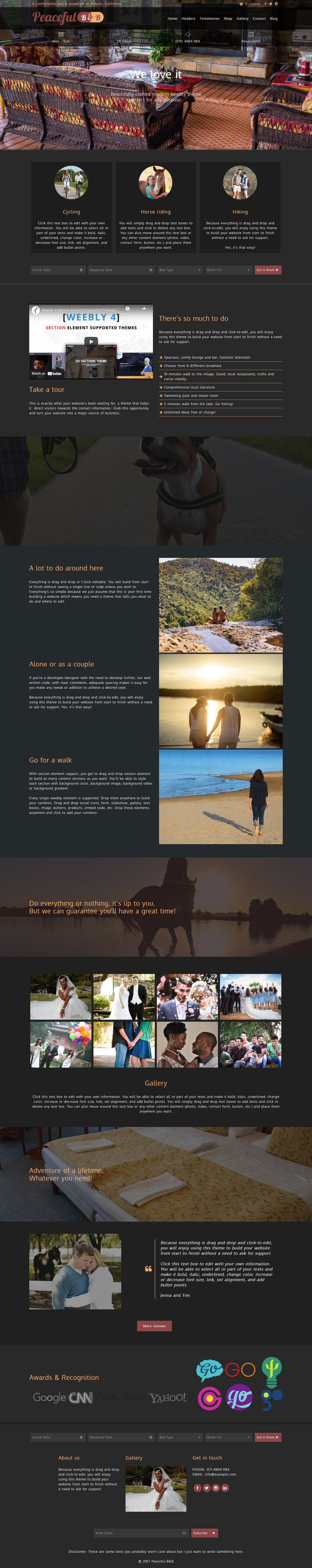 Bed and breakfast website template