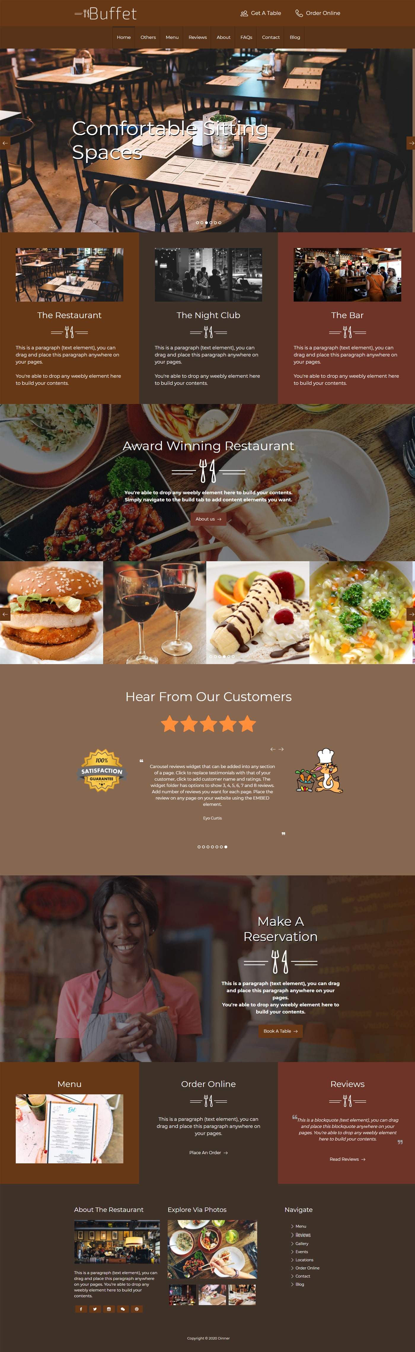 Buffet theme for restaurant, cafe and bar websites