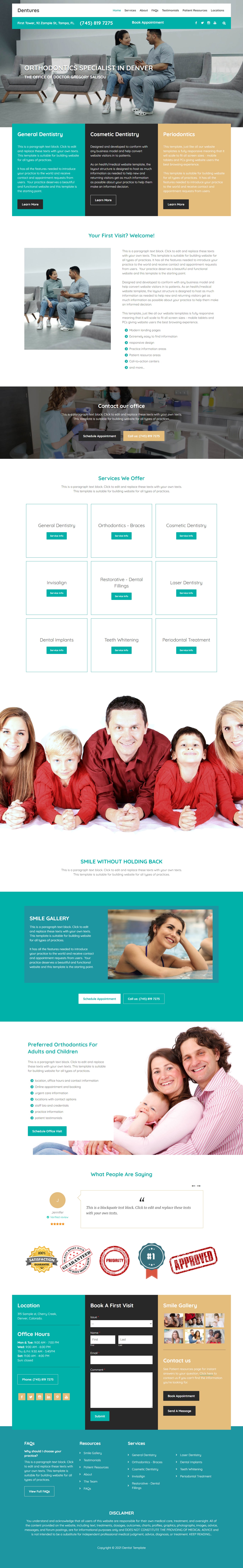 Dentures, weebly website template for dental office