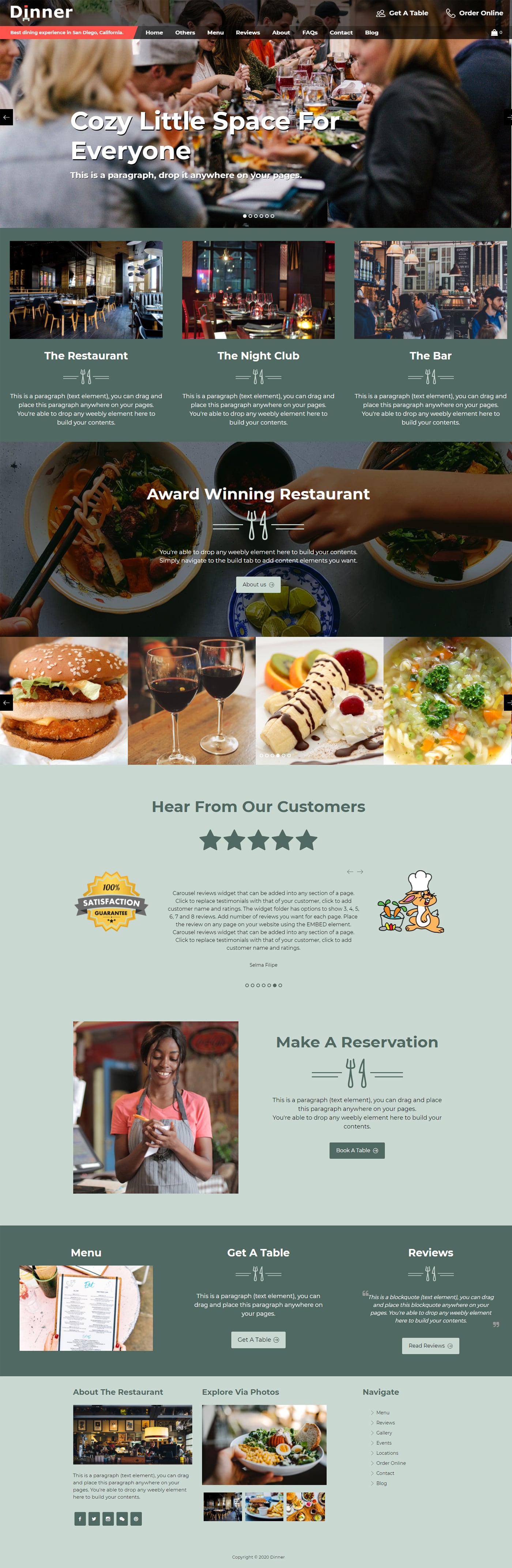 Dinner theme for restuarant websites