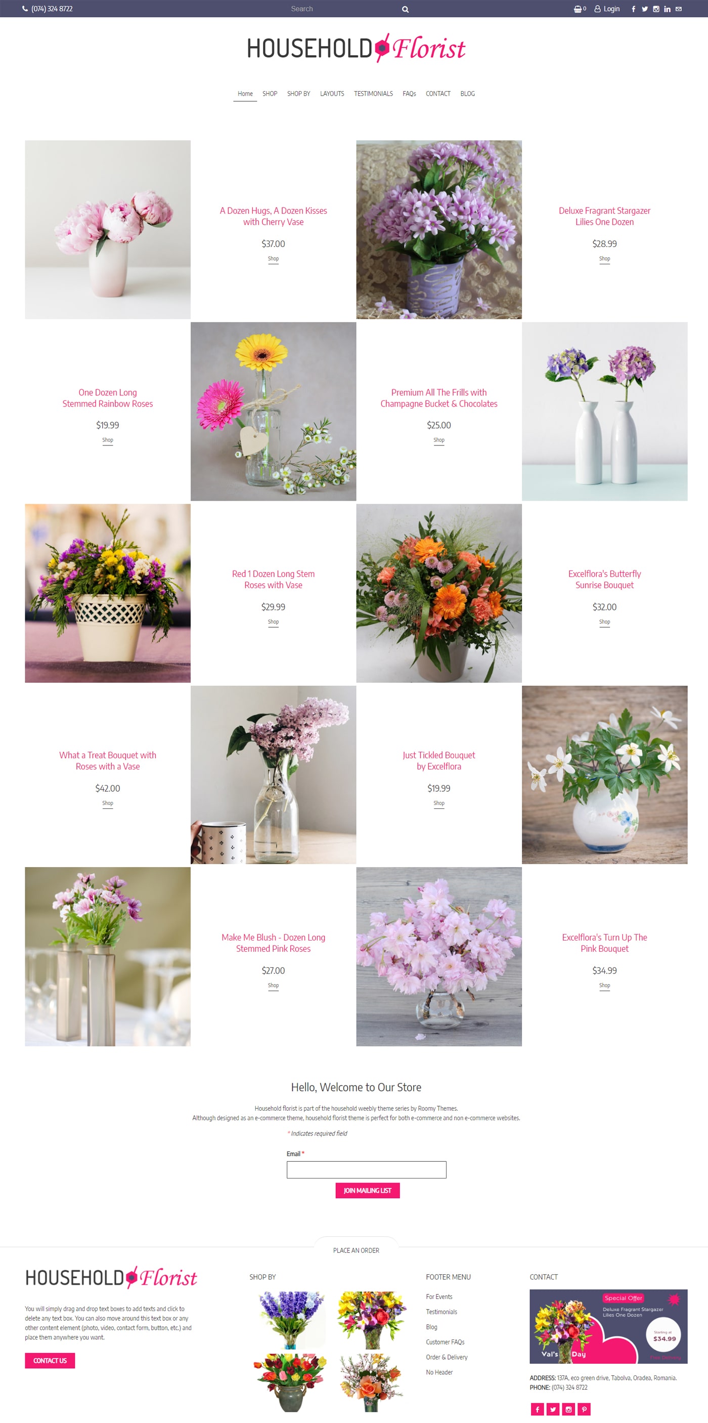 florist website template for flower stores