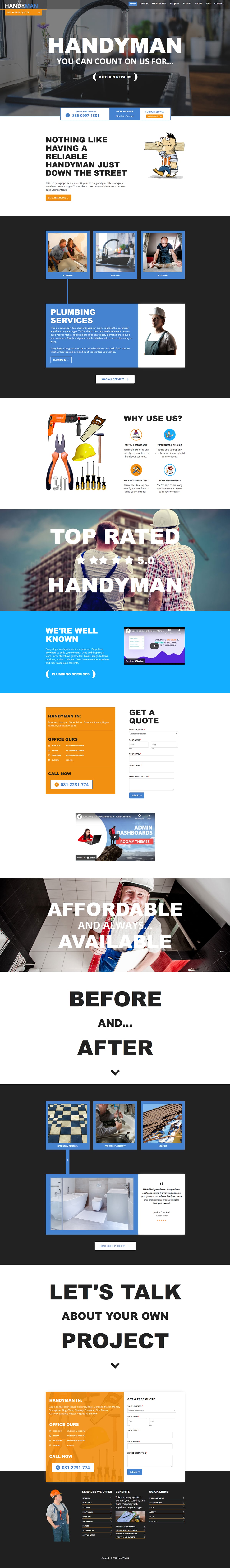 Handyman theme for maintenance and repairs weebly websites