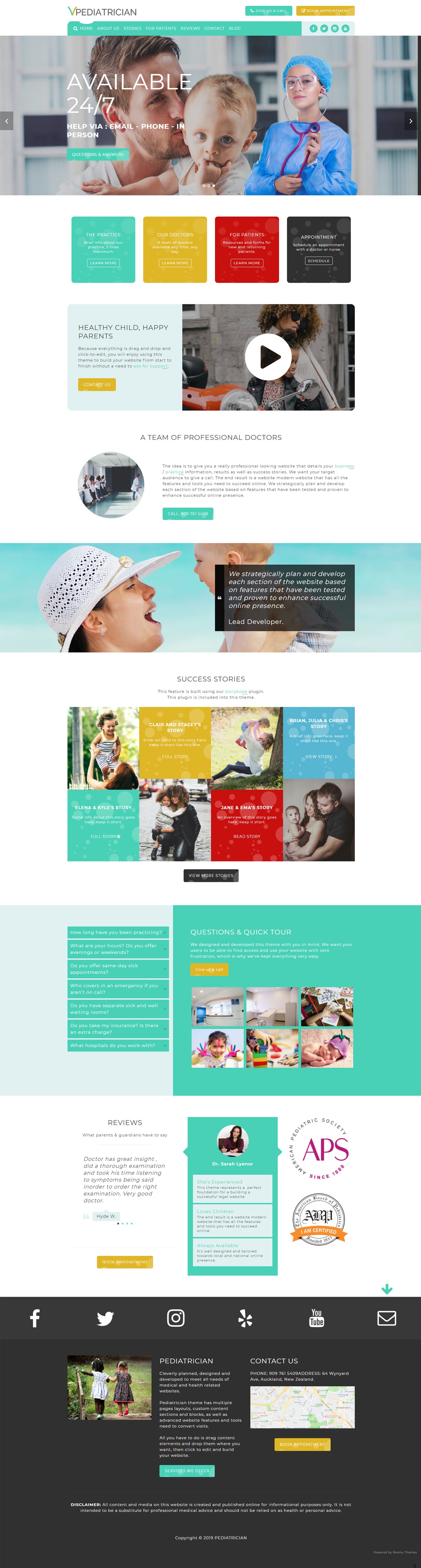 Pediatrician website template for medical weebly websites