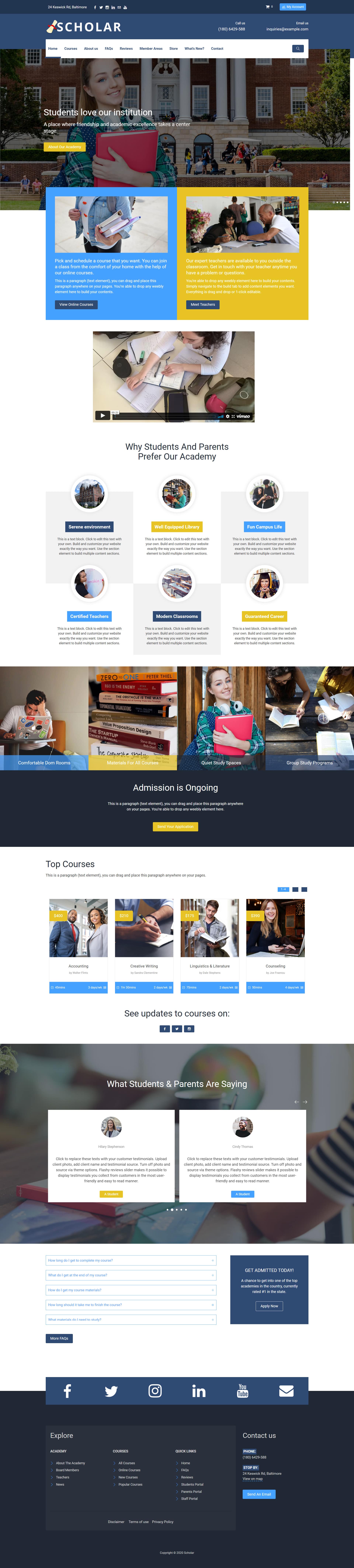 Scholar theme, weebly website template for education and tutoring services