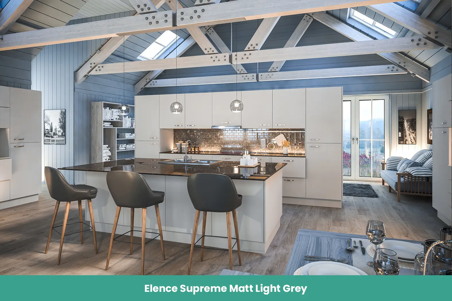 Elence Supreme Matt Light Grey Kitchen