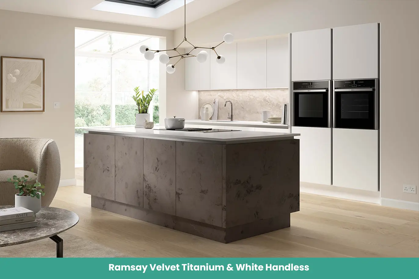 Ramsay Velvet Titanium White Handless Kitchen