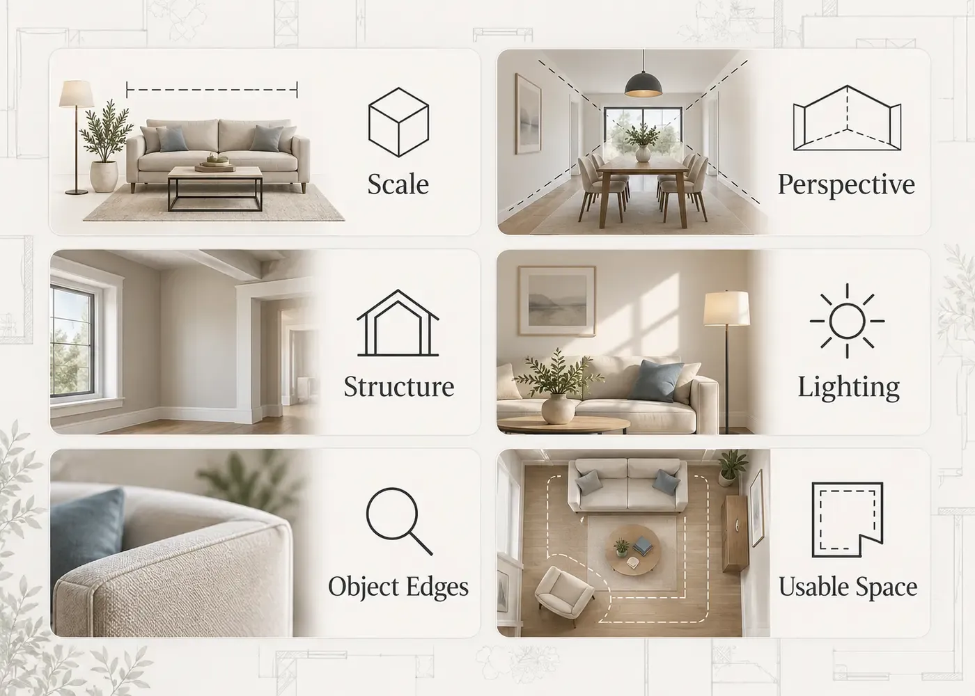 Six-point checklist for reviewing realistic AI virtual staging