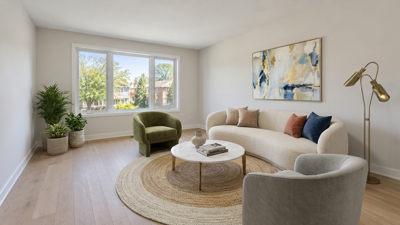 Realistic AI virtual staging result created with Astage AI