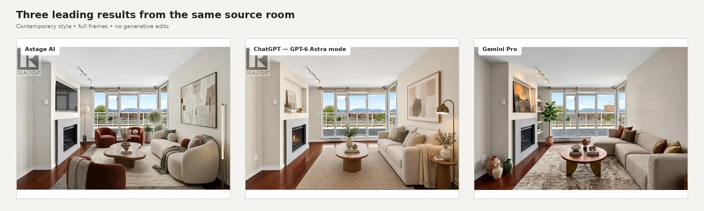 Astage AI ChatGPT and Gemini Pro virtual staging comparison