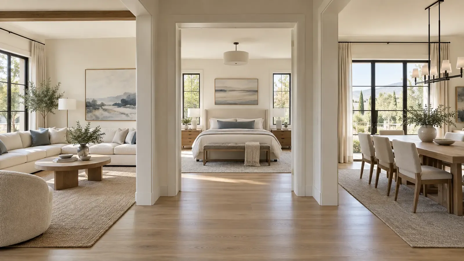 Living room primary bedroom and dining room prioritized for virtual staging