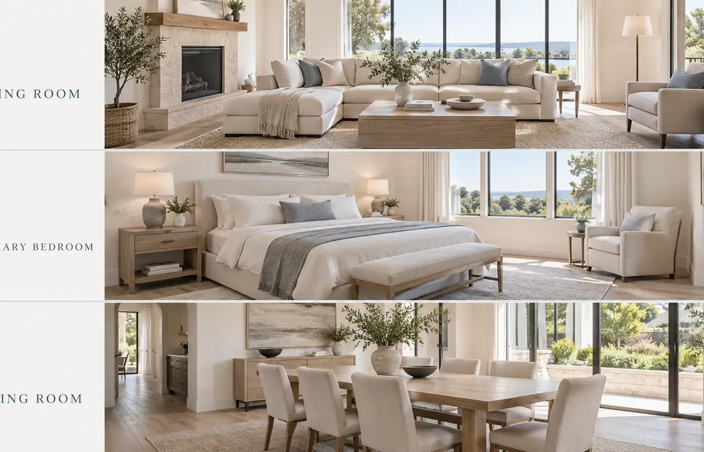 Priority order for virtually staging the living room primary bedroom and dining room
