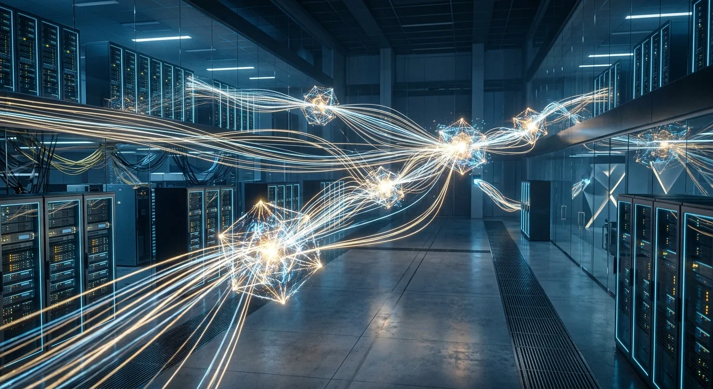 Représentation abstraite de l'orchestration multi-agents alimentée par l'infrastructure cloud de Google et Gemini 3.7 Flash.
