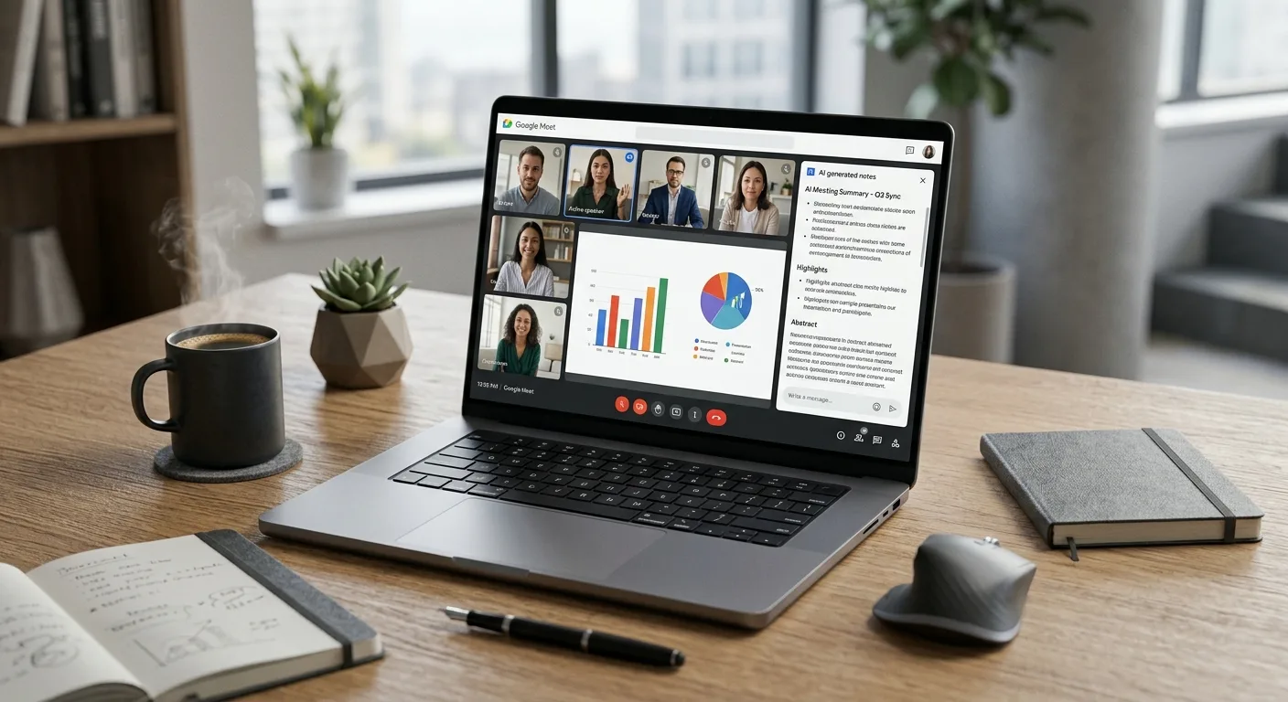 Les nouvelles fonctionnalités de Google Meet intègrent des captures visuelles pour une meilleure contextualisation des notes de réunion générées par Gemini.