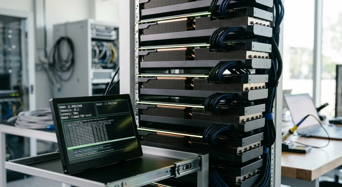 Visualisation des performances d'inférence locale sur une ferme de GPUs.