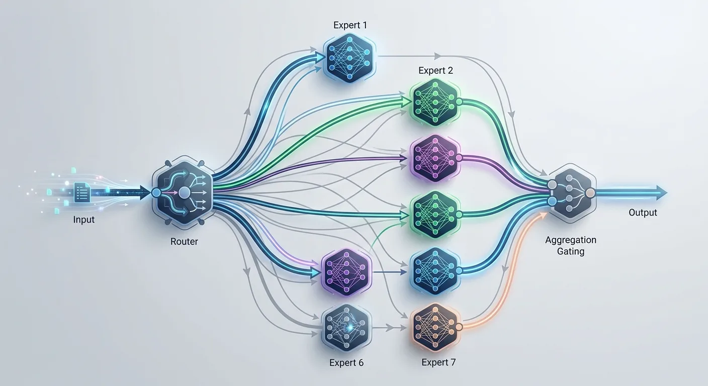 Architecture Mixture-of-Experts (MoE) : la clé de l'efficacité pour les grands modèles de langage.