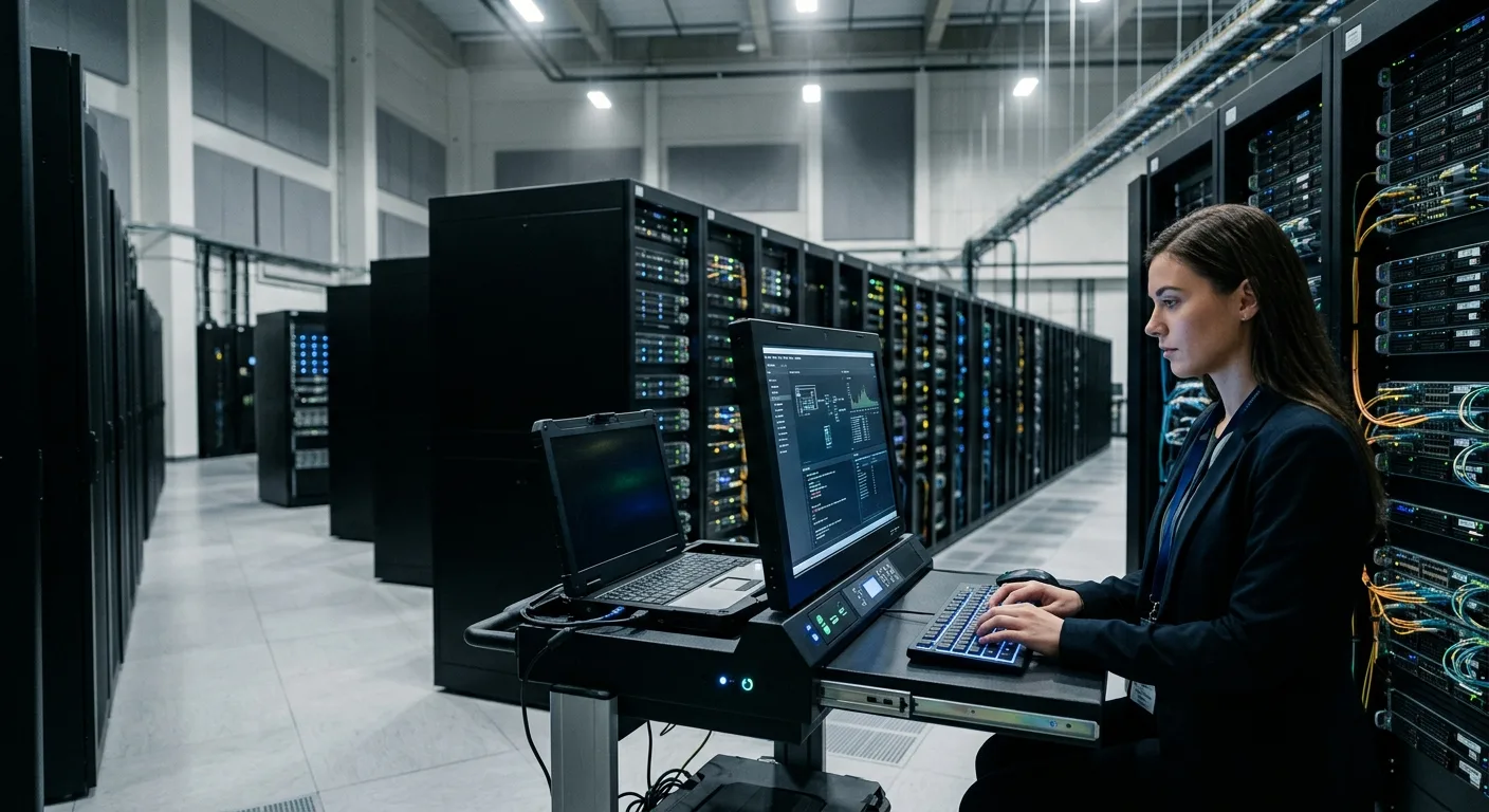 Un centre de données moderne où l'inférence locale des modèles Qwen redéfinit l'efficacité opérationnelle.