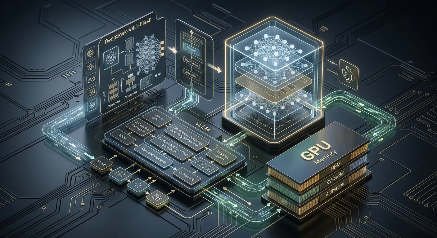Schéma technique d'une architecture d'inférence locale DeepSeek-vLLM.