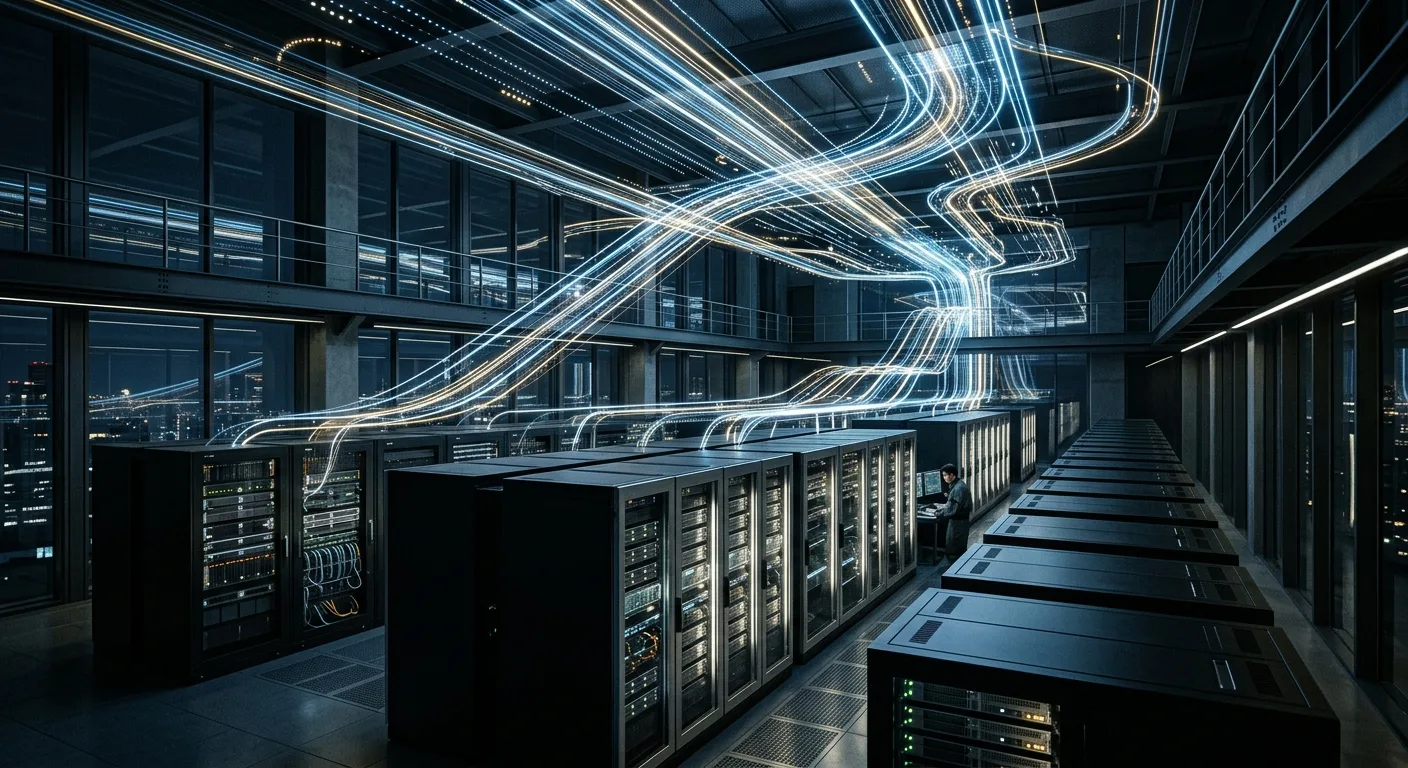 Représentation abstraite de l'infrastructure cloud et du flux de données sécurisé, pilier des agents Gemini.