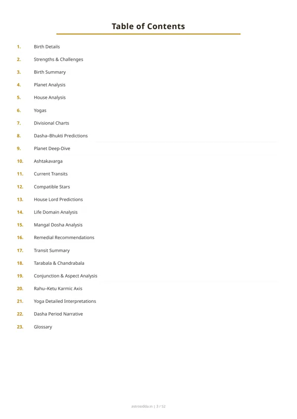 First page of the sample report