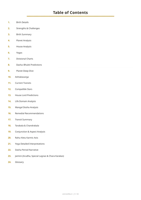 First page of the sample report