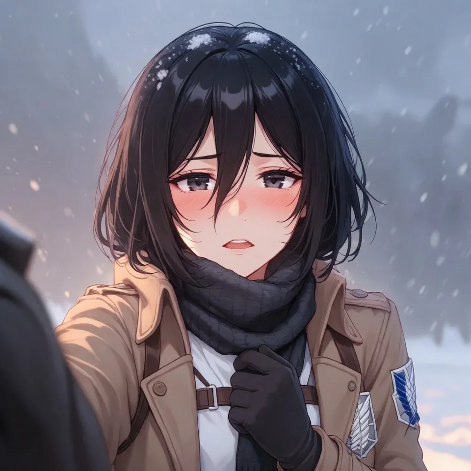 Mikasa Ackerman (Shy, Clingy, loves you)