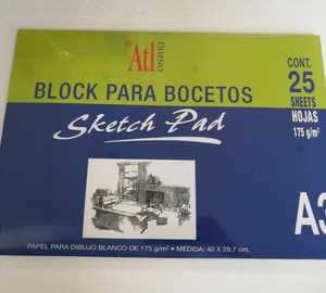 BLOCK PARA BOCETOS A3 25 HOJAS 42X29.7 CM ATL