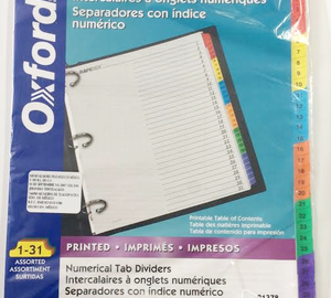 SEPARADOR OXFORD 1-31 IMPRESO