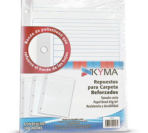 HOJA DE CARPETA TAMAÑO CARTA C/REFUERZO :CUADRO RAYA KYMA