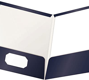 FOLDER LAMINADO CARTA DOS BOLSILLOS AZUL MARINO OXFORD