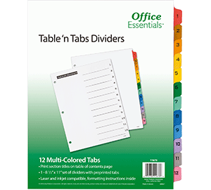 SEPARADOR 1-12 COLOR OFFICE ESSENTIALS AVERY