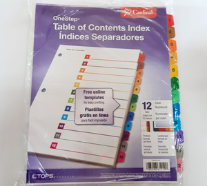 SEPARADOR 1-12 NUMERADO COLOR CARDINAL