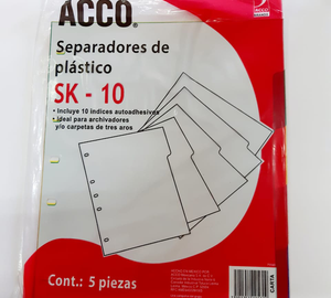 SEPARADOR 1-5 PLASTICO COLOR ACCO