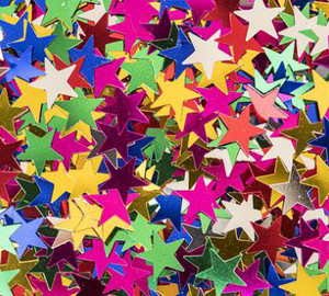 Confeti metalizado HOLOGRAFICO ESTRELLAS MULTICOLOR