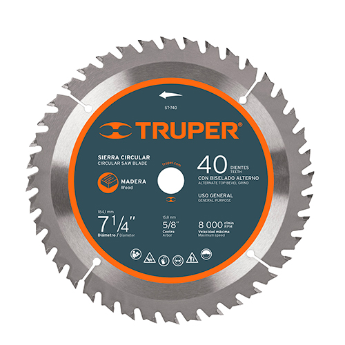 SIERRA CIRCULAR TRUPER 7 1/4″40 DIENTES DE TUNG. (ST-740) 18301