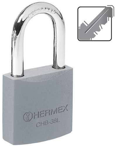 CANDADO METALICO 38 MM GANCHOLARGO HERMEX (CHB-38L)