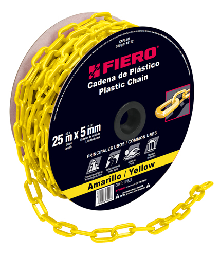 CADENA DE PLASTICO 5 MM. COLOR AMARILLO (CAPL-5M)