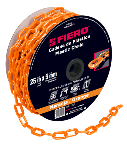 CADENA DE PLASTICO 5.MM COLOR NARANJA (CAPL-5A)