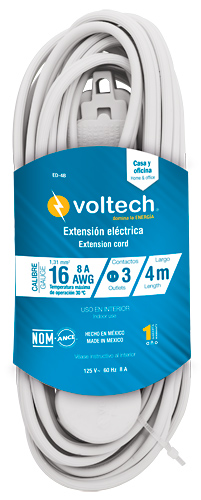 EXTENCION ELECTRICA DOMESTICA 5 MTS BLANCA VOLTECK (ED-5B)