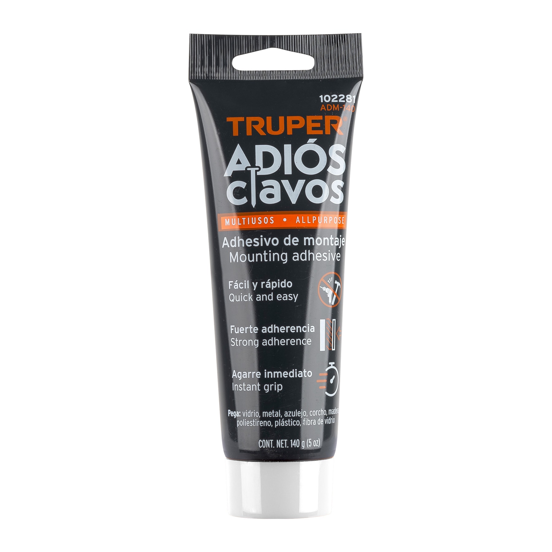 ADHESIVO DE FIJACION ADIOS CLAVOS 140G, TRUPER (ADM-140) 102281