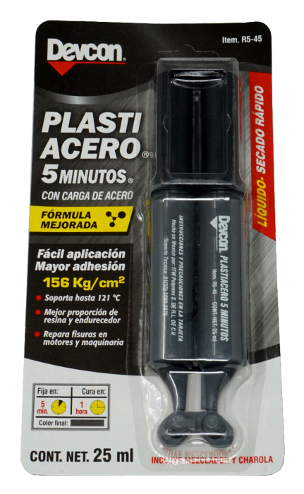 PLASTI ACERO 5 MIN. DEVCON 25 ML. (JERINGA) (R5-45)