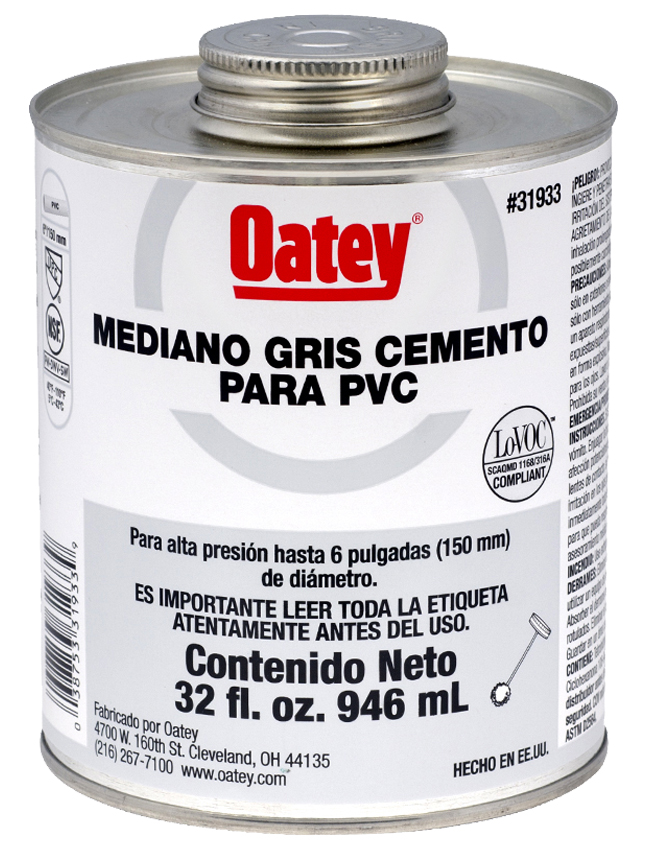 PEGAMENTO P/PVC GRIS MEDIANO OATEY 1/4 LT (32383MX)