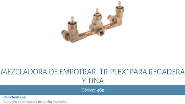 MEZCLADORA REGADERA Y TINA TRIPLEX URREA (482)