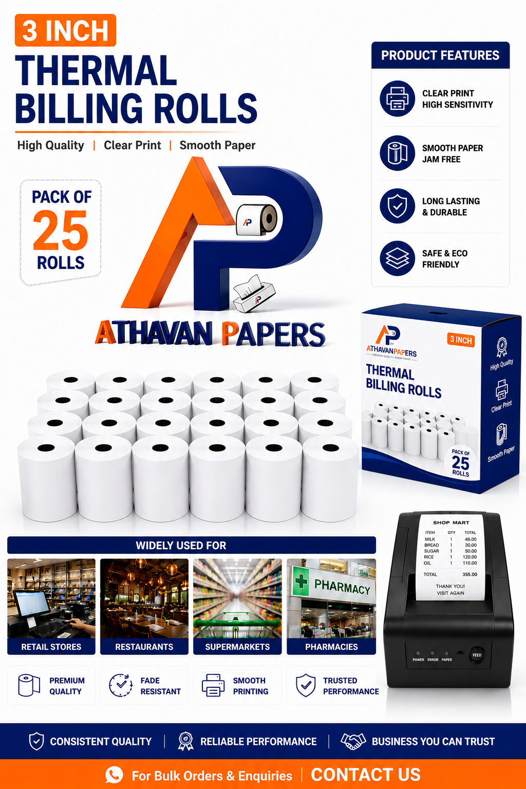 Thermal paper roll Supplier in pudukkottai
