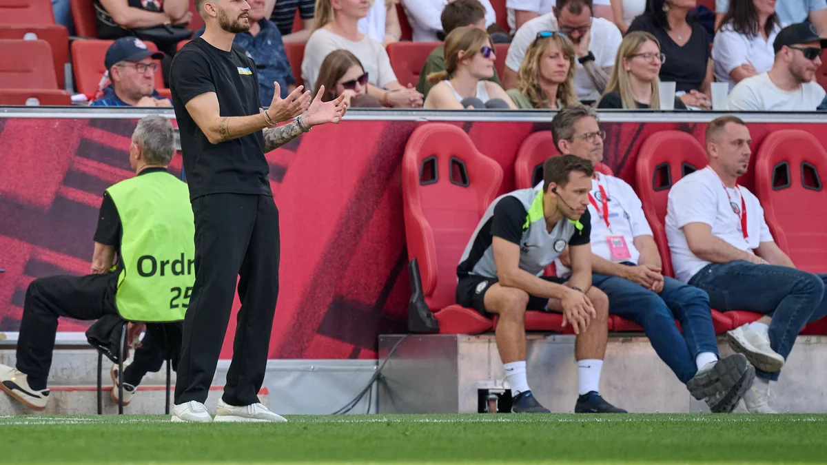 Fabio Ingolitsch, coach for SK Sturm Graz, stands on the sidelines at Red Bull Arena.