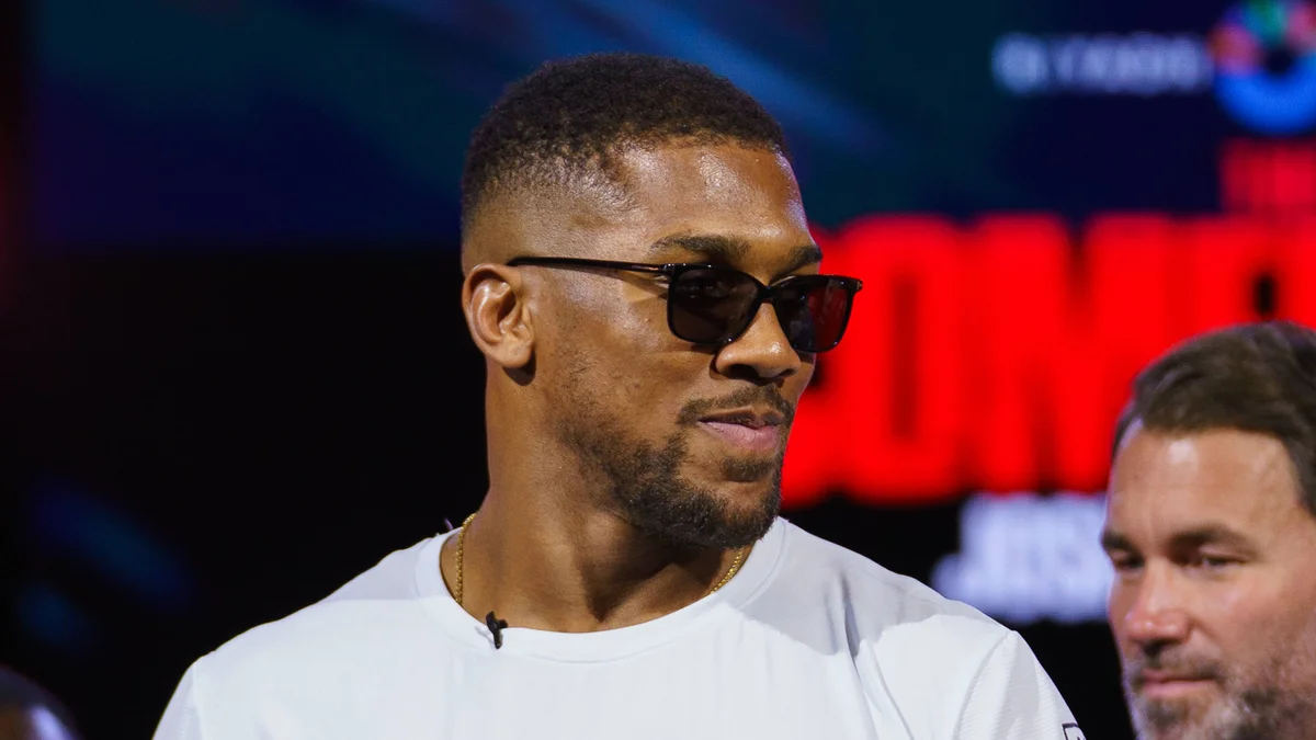 Anthony Joshua speaks at 'The Comeback Launch' press conference in London, promoting a future fight.