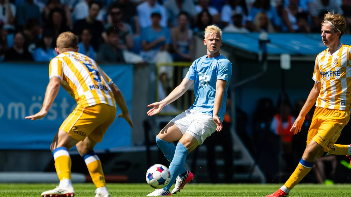 Malmo FF midfielder Otto Rosengren, number 7, on the pitch during an Allsvenskan match.
