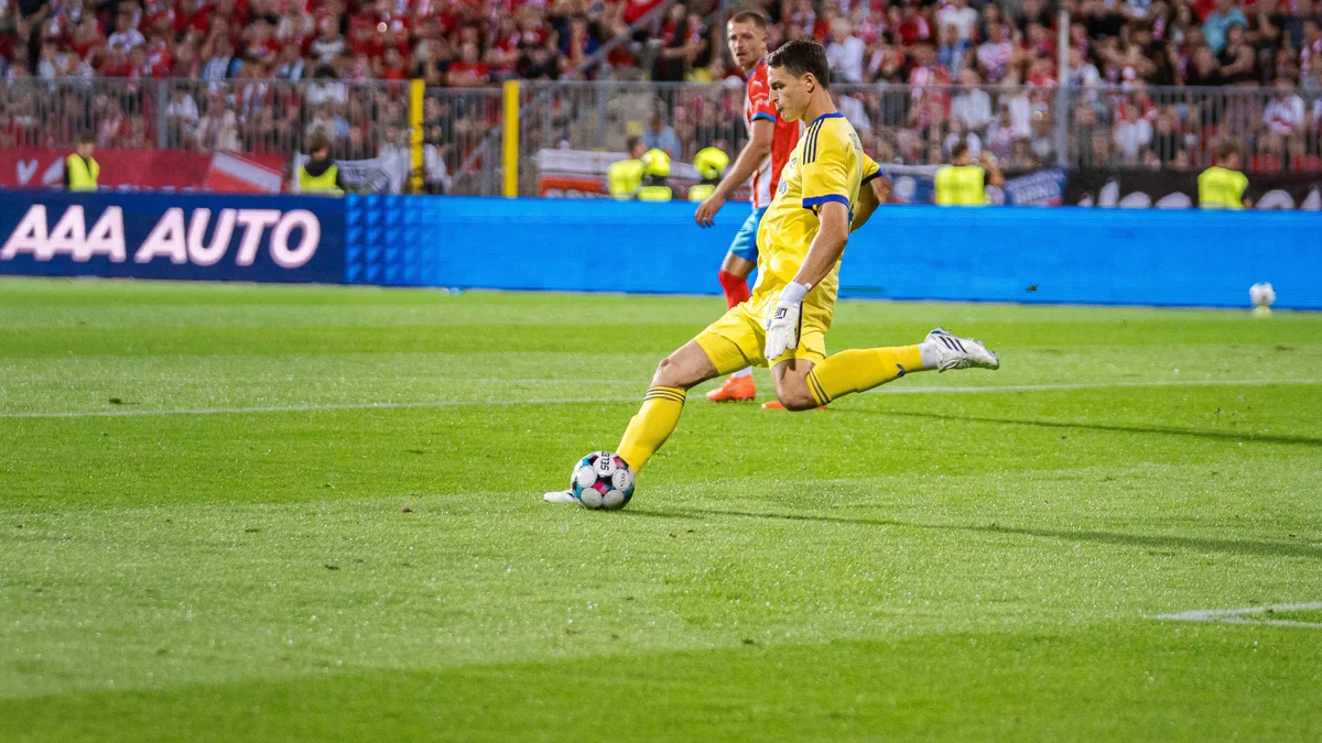Jakub Surovčík of AC Sparta Praha kicks a football during a match against FC Zbrojovka Brno.