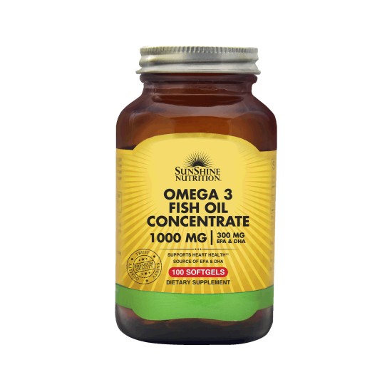 Sunshine Nutrition Omega 3 Fish Oil Conc 1000mg 100 Softgels in Dubai, UAE